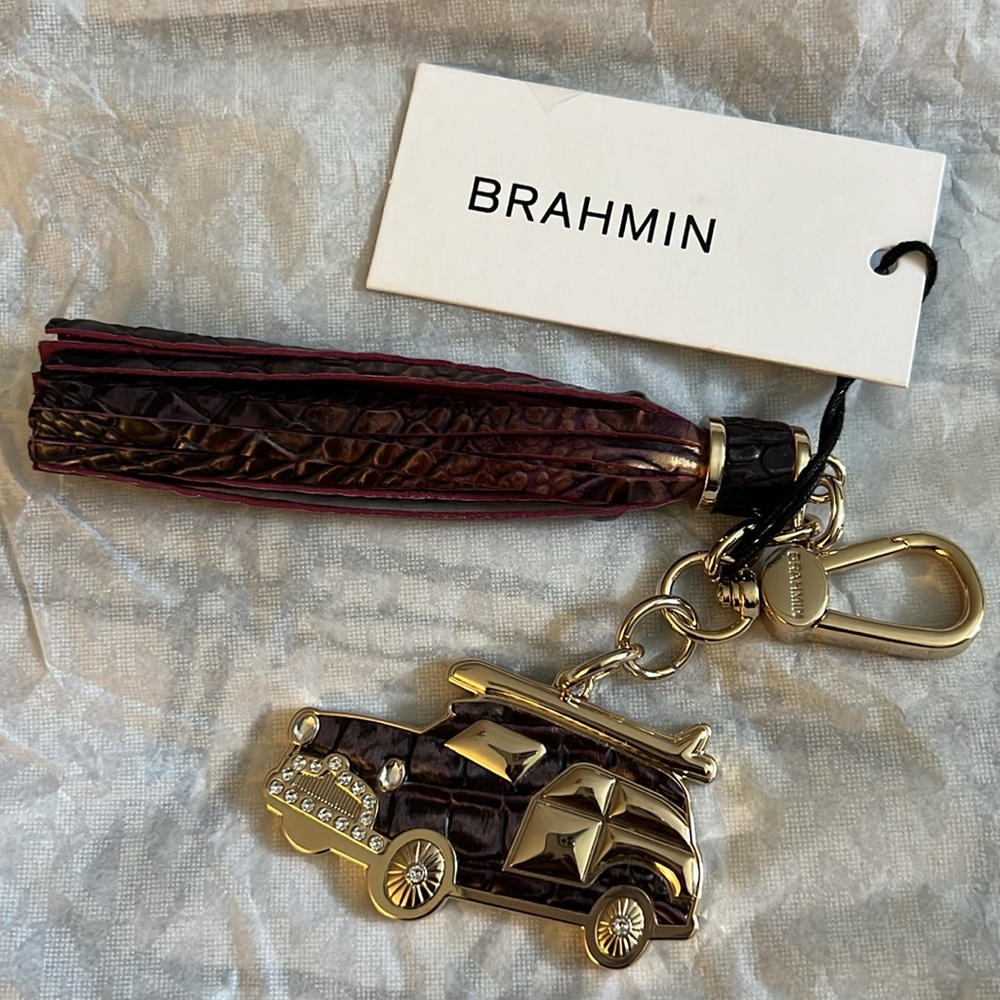 BRAHMIN Melbourne Collection Fig Jam Copa Charm Tassel Keychain
